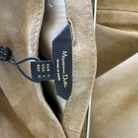 Massimo Dutti Straight Fit Suede Midi Skirt - Stone - L - Picture 4 of 4